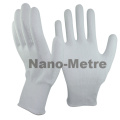 NMSAFETY nylon blanco de calibre 13 y forro de HPPE recubierto de PU blanca en guantes de trabajo anti corte y corte de palma